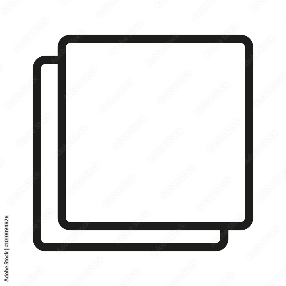 Stacked square icons. Overlapping vector shapes. Simple geometric symbols. Black square icon. Stacked square icons. Overlapping vector shapes. Simple geometric symbols. Black square icon.