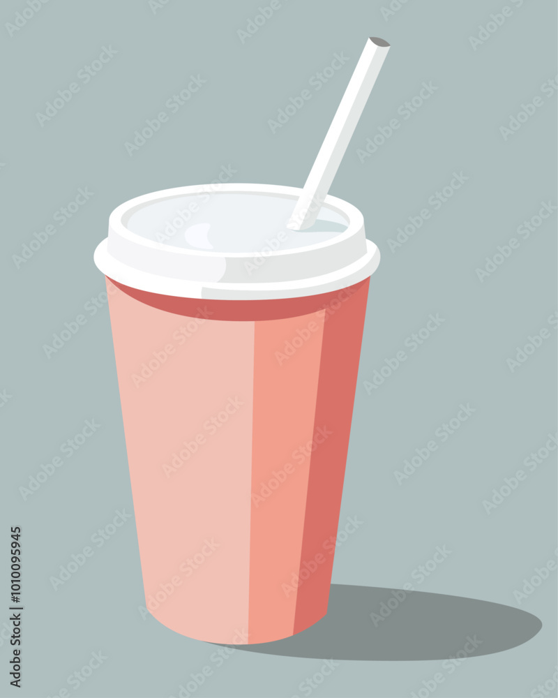 Cold, hot beverage, soda, drink in pink plastic, paper container with a straw, blue background, vector illustration
Cold, hot beverage, soda, drink in pink plastic, paper container with a straw, blue background, vector illustration