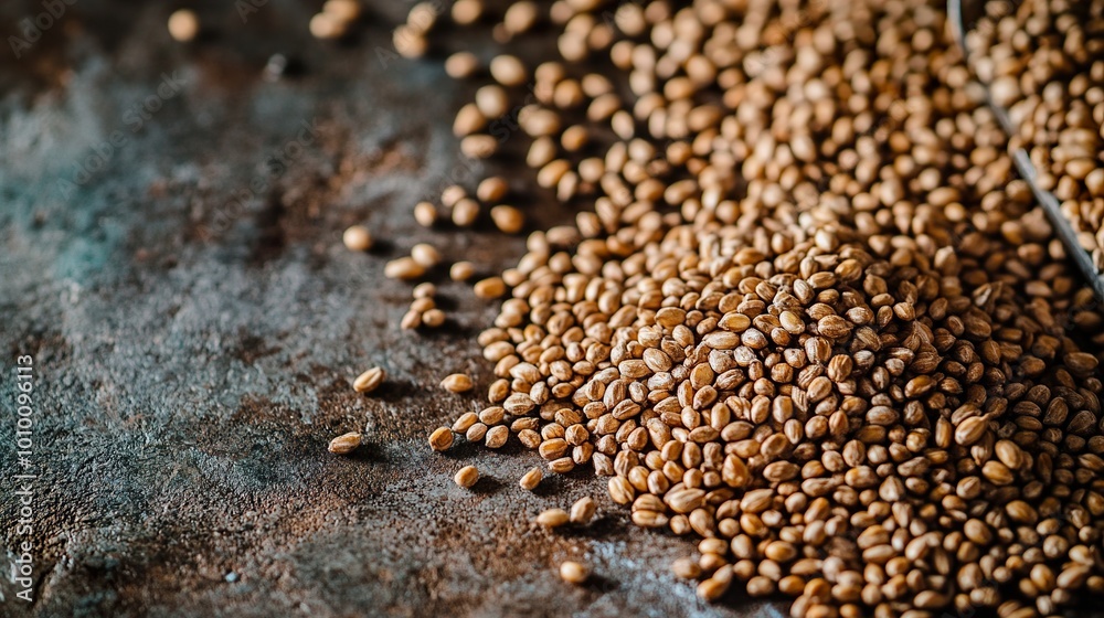 Close-up of Wheat Grains on Rustic Background Close-up of Wheat Grains on Rustic Background