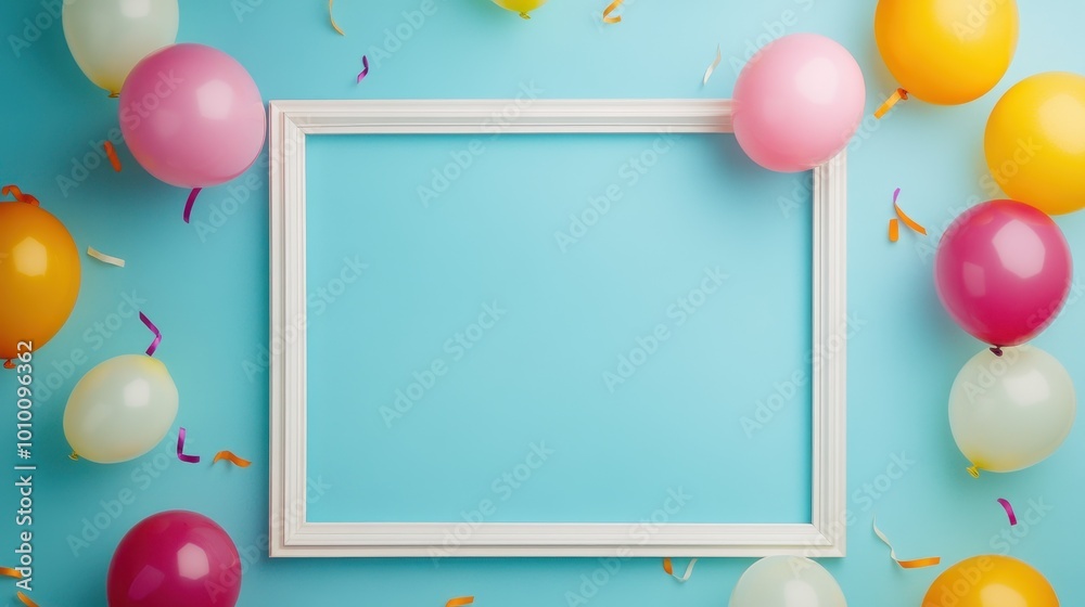 Festive Birthday Background with Blank Picture Frame Festive Birthday Background with Blank Picture Frame