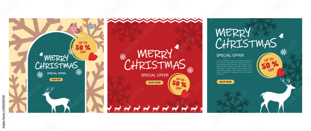 Naklejka premium Christmas event instagram post collection for special offer christmas