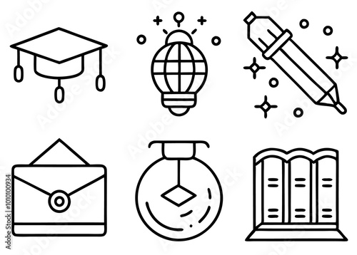 Vector Education Icon Set. Fillio Black Icon Series