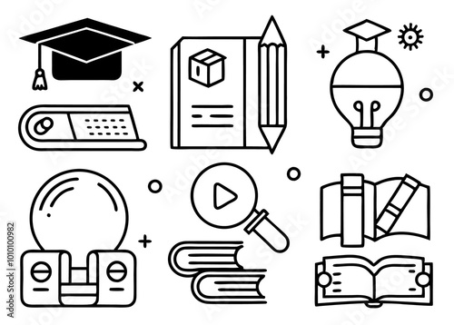 Vector Education Icon Set. Fillio Black Icon Series