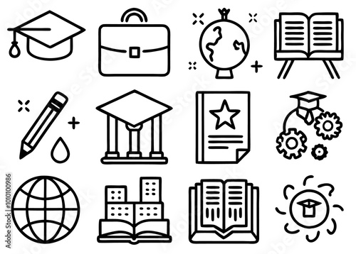 Vector Education Icon Set. Fillio Black Icon Series