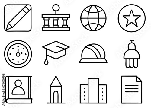 Vector Education Icon Set. Fillio Black Icon Series