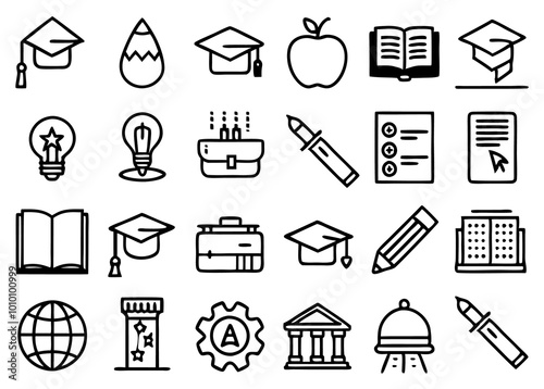 Vector Education Icon Set. Fillio Black Icon Series