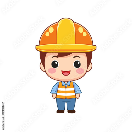 Engineer Cute Worker Job Profession Professional Occupation Cartoon Character
