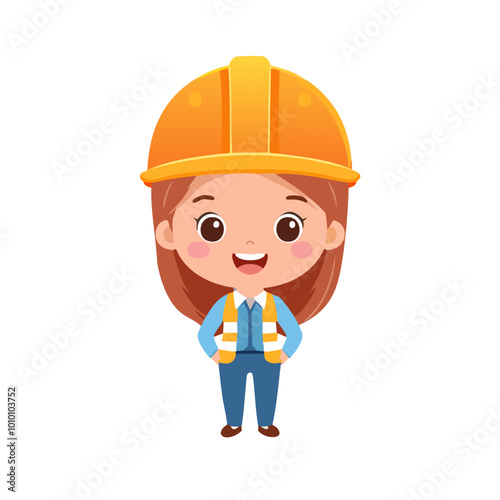 Engineer Cute Worker Job Profession Professional Occupation Cartoon Character
