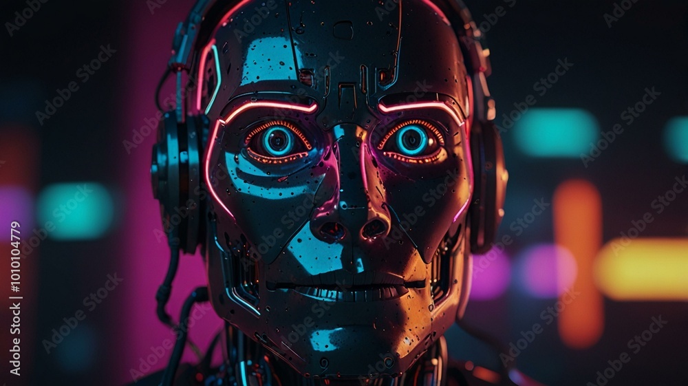 Robot neon face Robot neon face