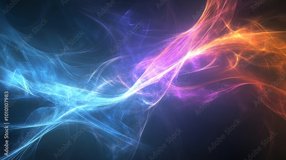 Abstract colorful light streaks blend in dark space, creating a cosmic, dreamlike and ethereal effect. Abstract colorful light streaks blend in dark space, creating a cosmic, dreamlike and ethereal effect.