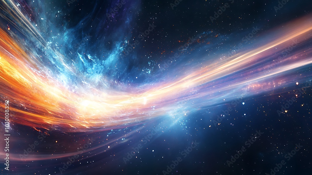 Abstract colorful light streaks blend in dark space, creating a cosmic, dreamlike and ethereal effect. Abstract colorful light streaks blend in dark space, creating a cosmic, dreamlike and ethereal effect.