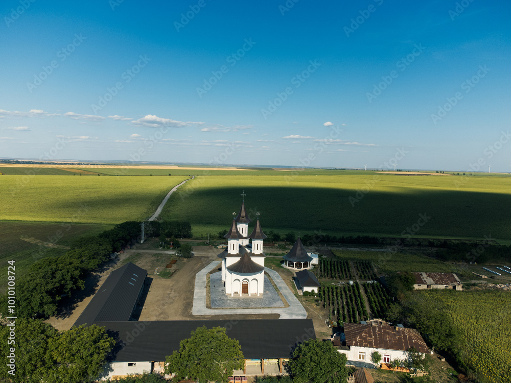 Fototapeta premium landscape with church in Romania