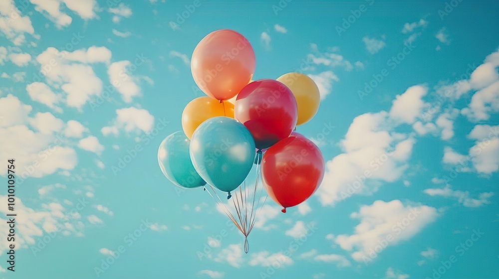 A bunch of colorful balloons floating in the sky A bunch of colorful balloons floating in the sky