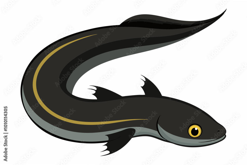Obraz premium Black Eel vector art illustration 