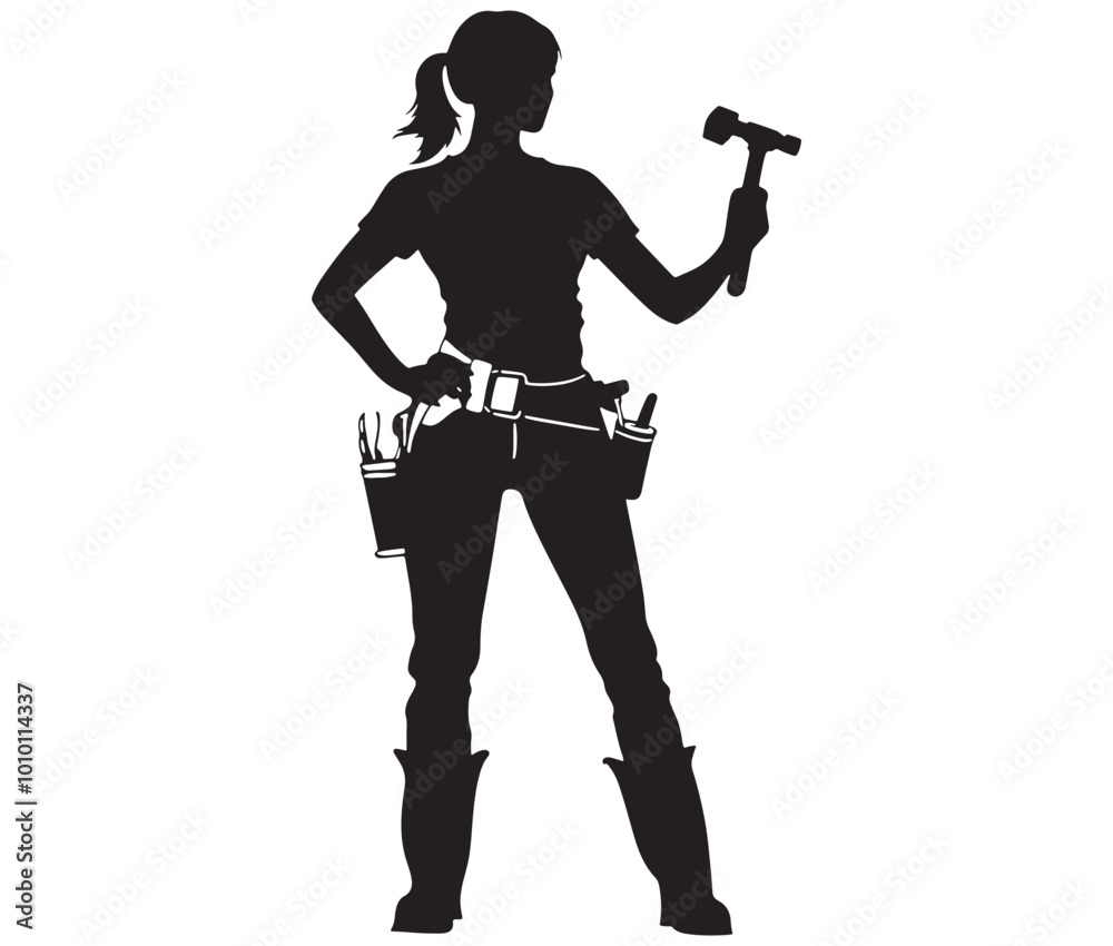 Silhouette engineer women, Girl silhouette worker, Woman engineer vector Silhouette engineer women, Girl silhouette worker, Woman engineer vector
