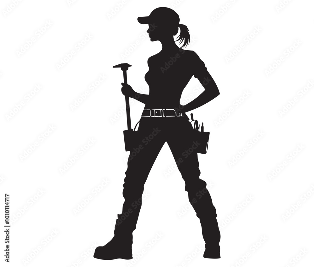 Silhouette engineer women, Girl silhouette worker, Woman engineer vector Silhouette engineer women, Girl silhouette worker, Woman engineer vector