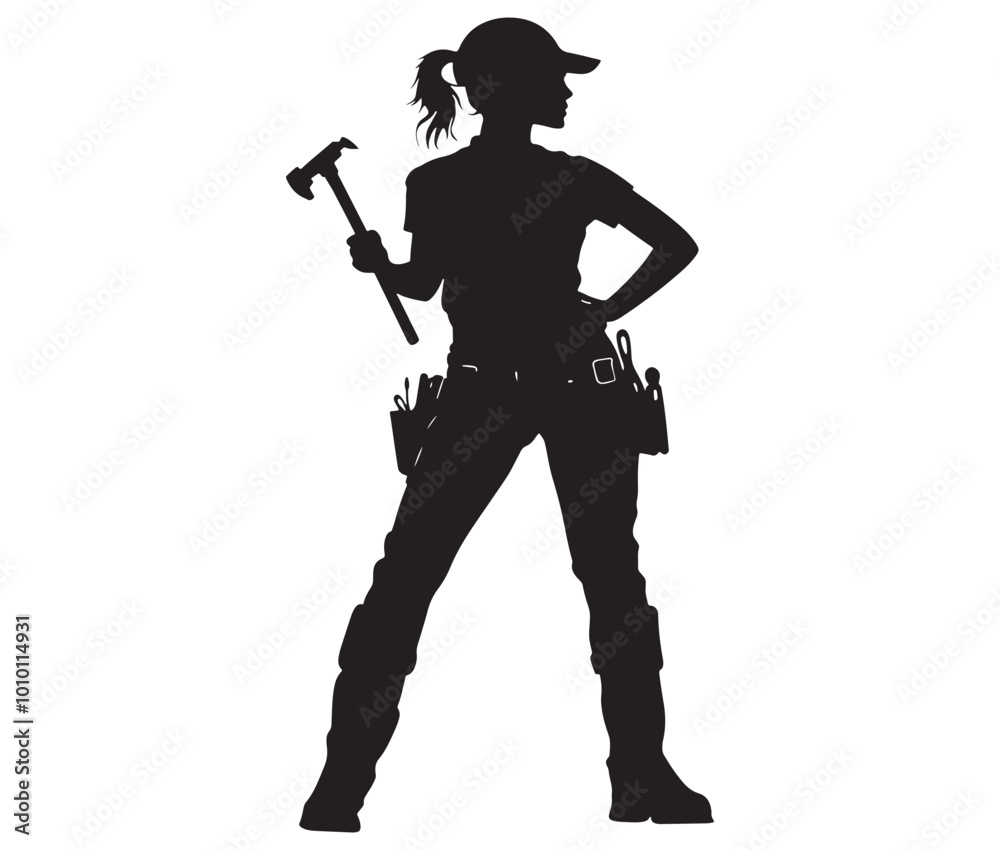 Silhouette engineer women, Girl silhouette worker, Woman engineer vector Silhouette engineer women, Girl silhouette worker, Woman engineer vector