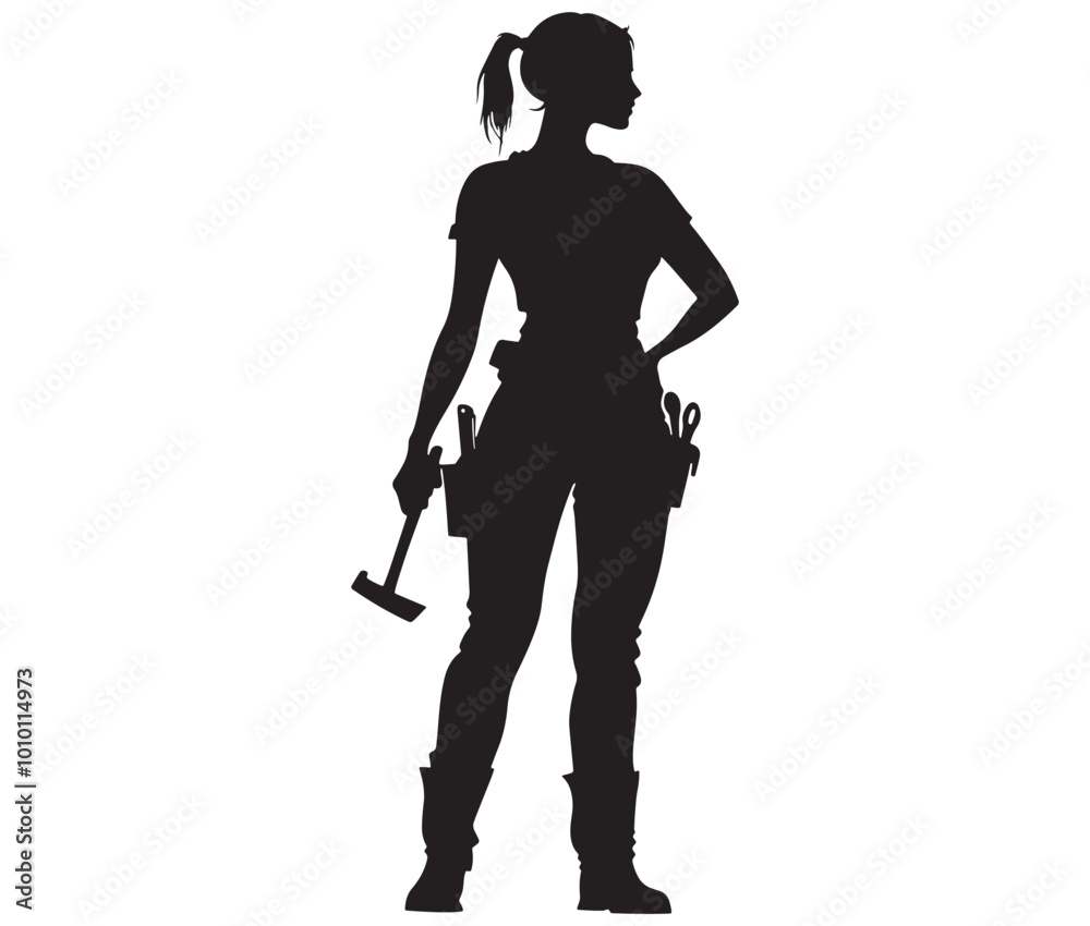 Silhouette engineer women, Girl silhouette worker, Woman engineer vector Silhouette engineer women, Girl silhouette worker, Woman engineer vector