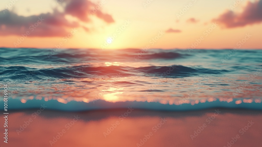 Fototapeta premium A beautiful sunset over the ocean with the sun reflecting on the water