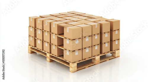 Stack of Cardboard Boxes on Wooden Pallets