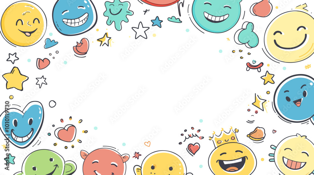 Smiling sun and stars theme frame vector doodle art design Smiling sun and stars theme frame vector doodle art design