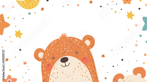 Teddy Bear theme frame vector doodle art design