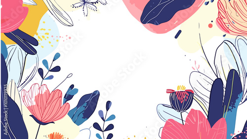 Flowers and Leaves theme frame vector doodle art design