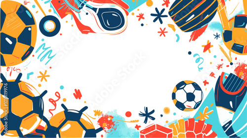 Sports theme frame vector doodle art design