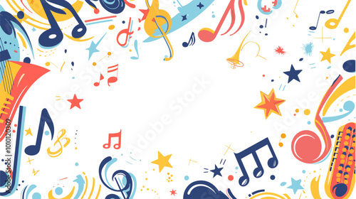 Music theme frame vector doodle art design