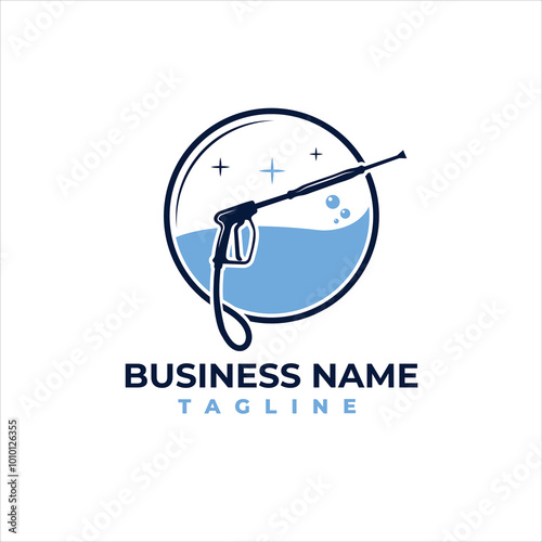 Modern Power Washing Service, Logo Design, Pressure Washer, Icon for Cleaning Businesses