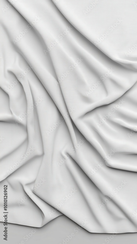 Fototapeta premium White Fabric Texture Wrinkled Cloth Background Draped Material Soft Smooth Elegant M