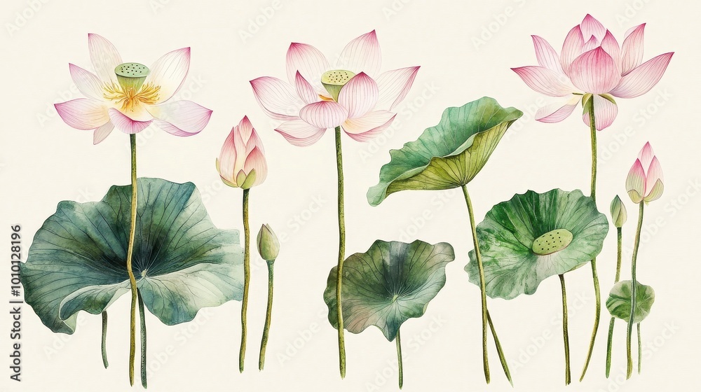 Serene Lotus Blossoms in Soft Pastel Hues