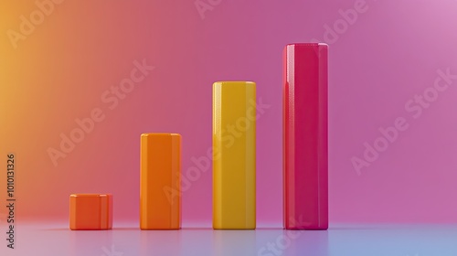 Obraz na płótnie Colorful Bar Graph on Gradient Background