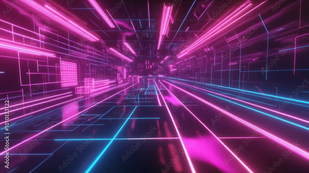 Abstract futuristic techno vibes in neon Abstract futuristic techno vibes in neon