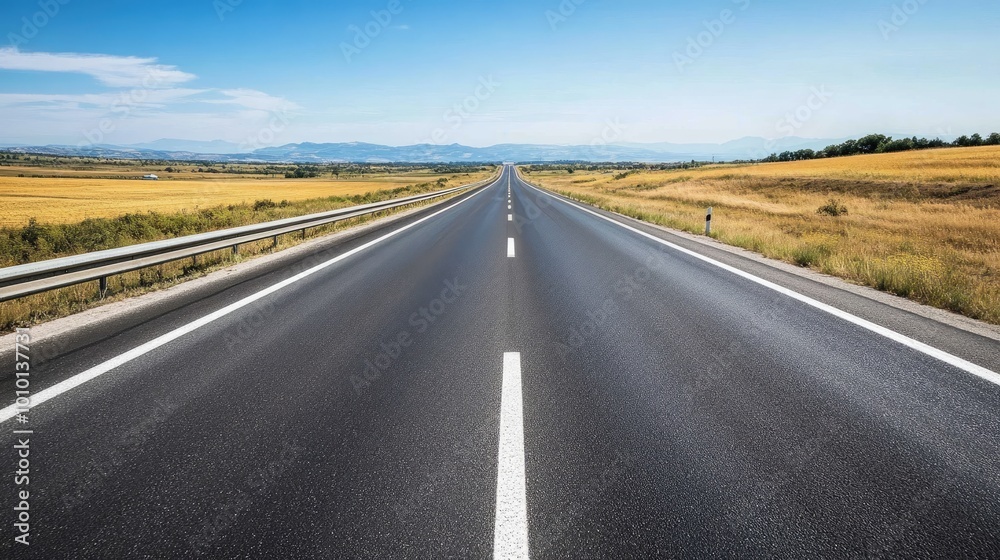 Open Highway Under Clear Sky and Rolling Hills Open Highway Under Clear Sky and Rolling Hills