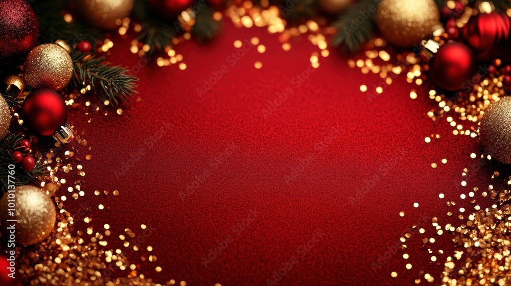 Merry Christmas and happy new year with gold and red background color place for text Merry Christmas and happy new year with gold and red background color place for text