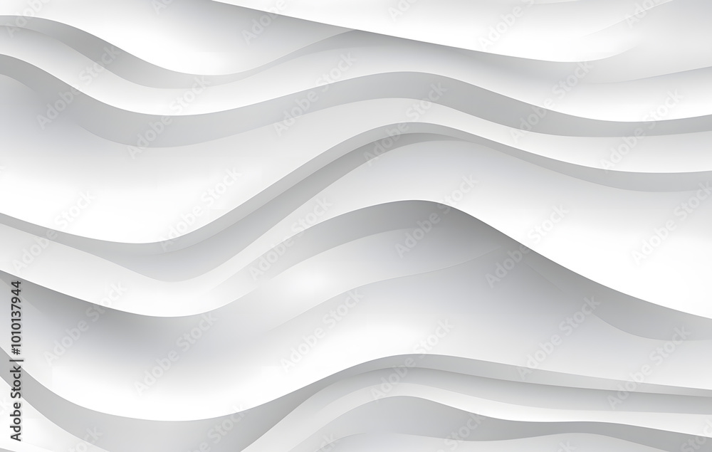 Fototapeta premium Soft flowing waves of white satin and silk create a luxurious texture on a smooth cream backdrop, illustrating elegance and fluidity in design