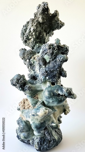 Abstract Ceramic Sculpture in Blue and Green Hues