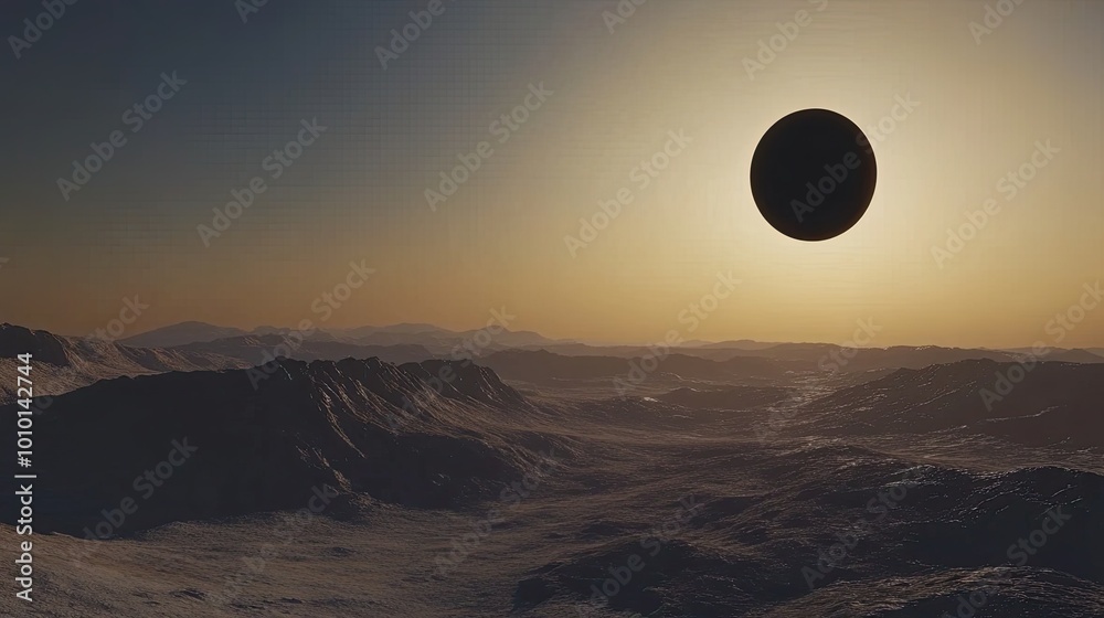 Obraz premium Cosmic Sunset Over Alien Landscape