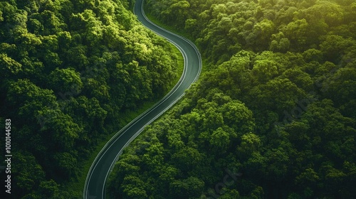 Serpentine Road Through Lush Green Forest Landscape