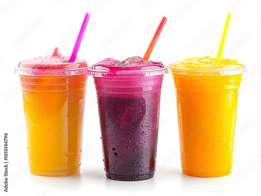 Juices and Floats in Plastic Cup on white background - ai Juices and Floats in Plastic Cup on white background - ai