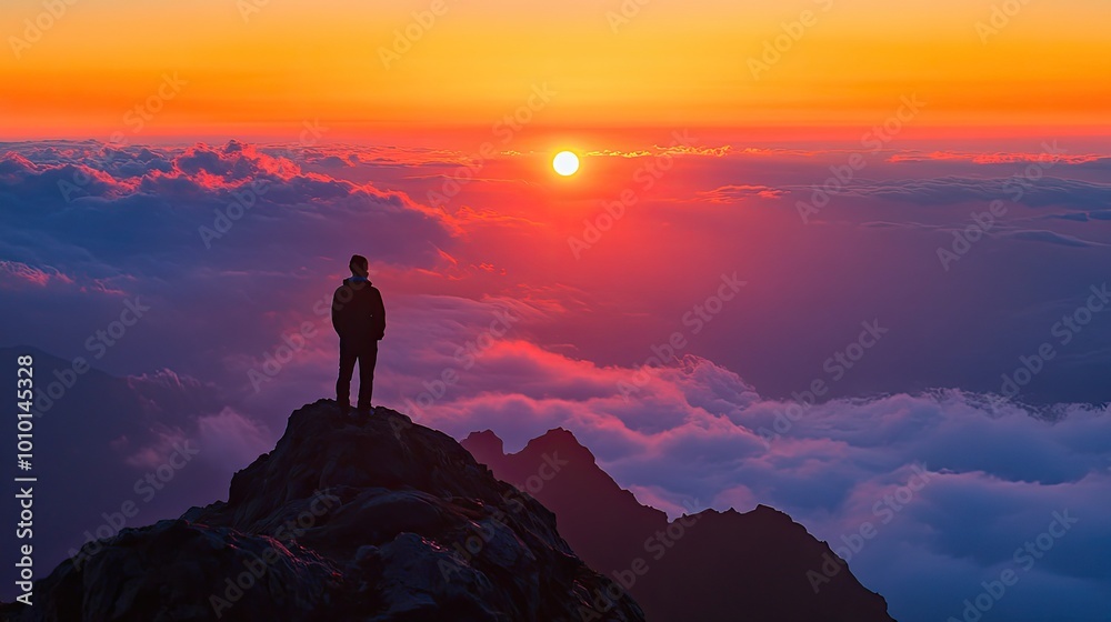Fototapeta premium Breathtaking Sunset Over Mountains and Clouds