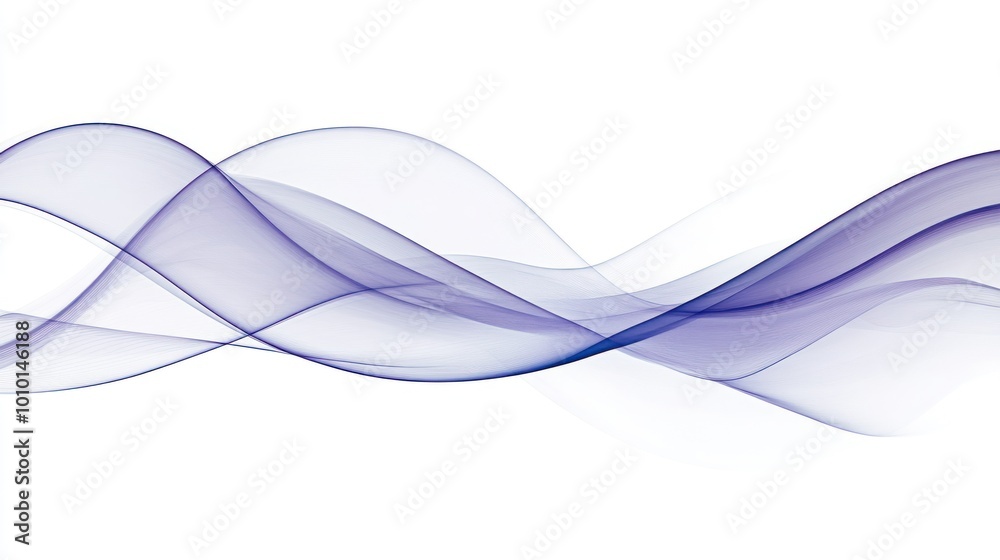 Naklejka premium Abstract flowing waves in shades of purple on a white background.