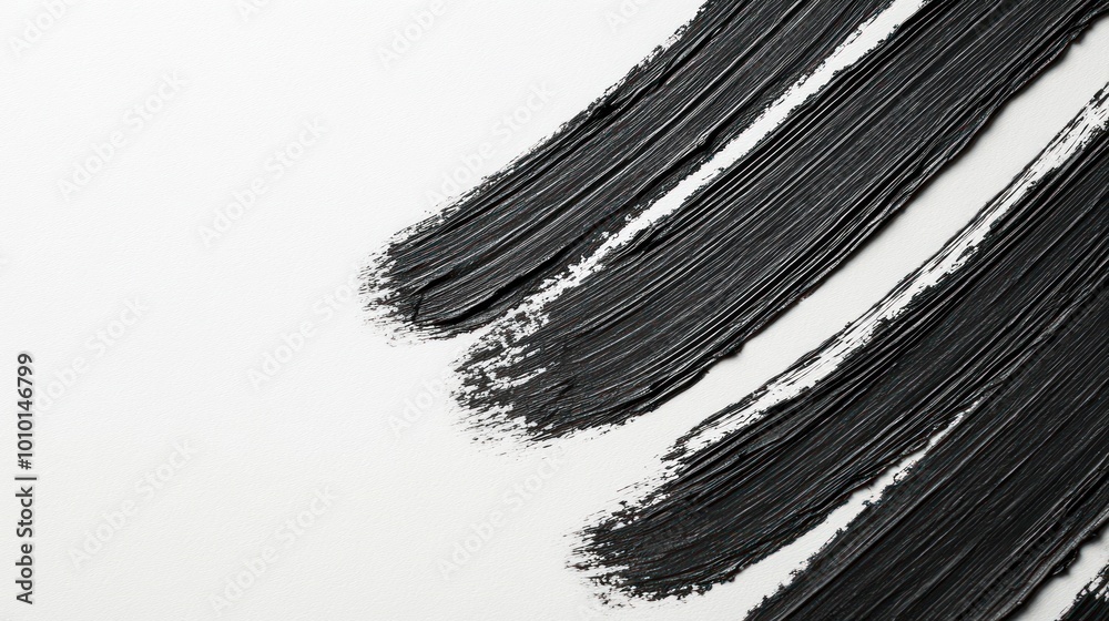Abstract black paint strokes on a white background, showcasing texture and artistic expression. Abstract black paint strokes on a white background, showcasing texture and artistic expression.