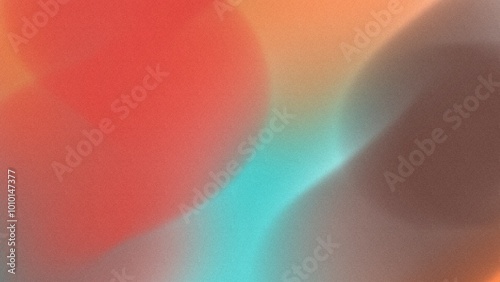 Abstract flat style Vintage retro soft blur defocused noise grainy freeform gradient background Vermilion, Orange, Light sea green, Rose taupe, Garnet mid century modern colors airbrush copy space