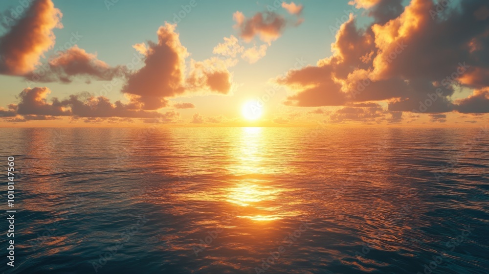 Serene Sunset Over Calm Ocean Waters Serene Sunset Over Calm Ocean Waters