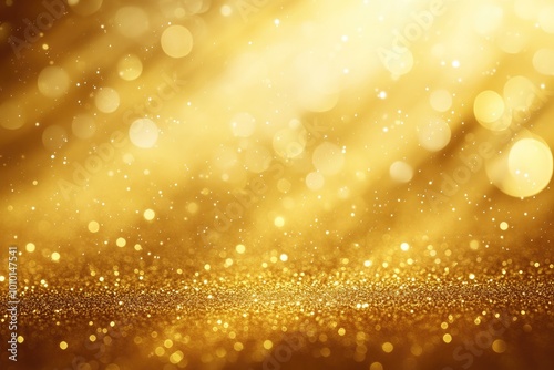 Golden Dust Sparkle Abstract Blur with Blinking Bokeh Party Lights