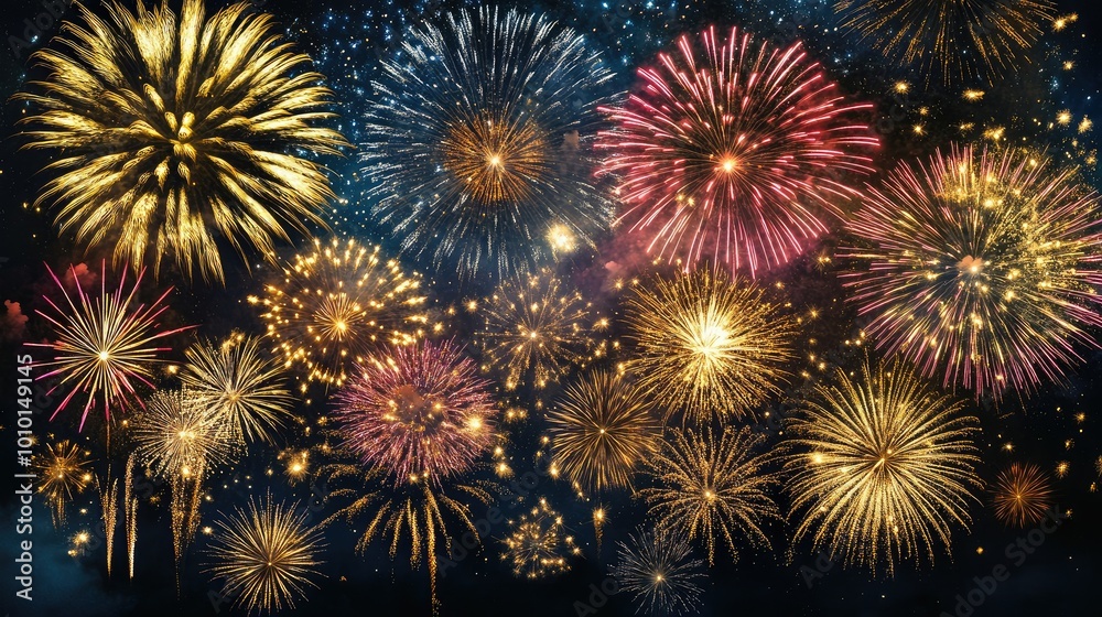 A festive fireworks in the night sky New Year A festive fireworks in the night sky New Year
