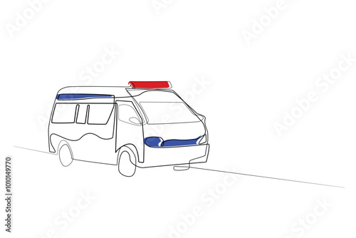 ambulance vehicle line art.ambulance line vector,patient emergency,critical patient rescue.isolated white background