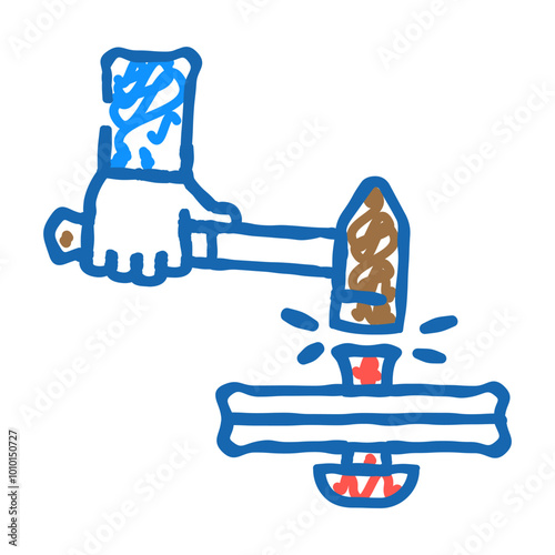 riveting blacksmith metal doodle icon sketch vector. riveting blacksmith metal sign. isolated symbol illustration